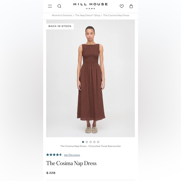 SOLD-NFS Hill House The Cosima Nap Dress Small Chocolate Seersucker Smocked - Picture 9 of 9